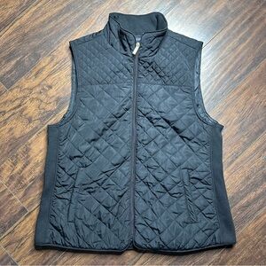 British Khaki Black Quilted Full Zip Vest